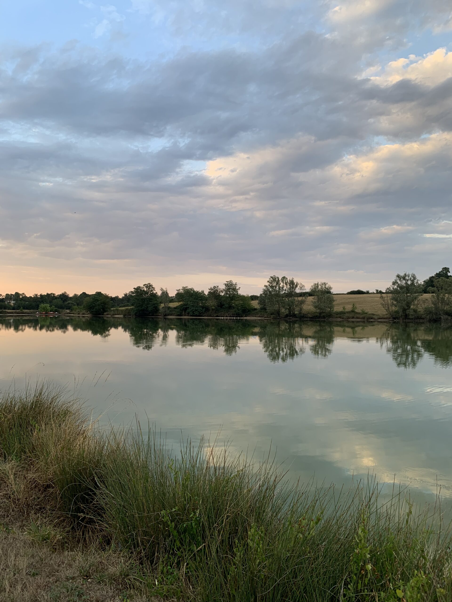 Panorama du plan d'eau des Écuries d'Eurofarm à Confrançon dans un environnement paisible entre Bourg-en-Bresse et Mâcon.